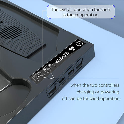 Multi-function Vertical Stand With Charging Station Cooling Fan Gamepad Heat Dissipation Charger Compatible For Ps5 Console Gaming Accessory Black