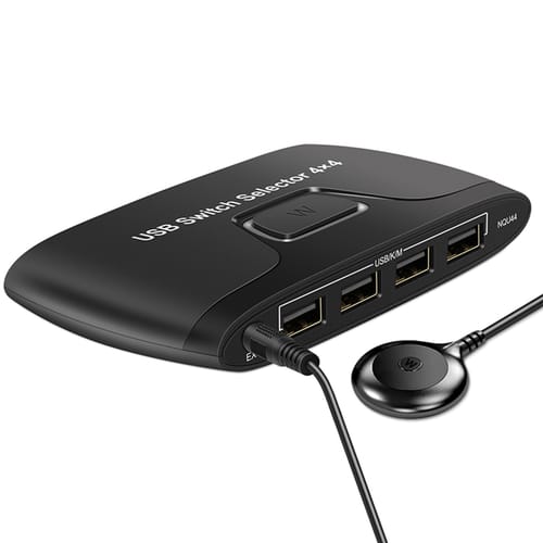 4x1 Multiviewer 4 In 4 Out Kvm Switch Computer Sharing Converter Quad Screen Usb Hub Splitter Switch Black