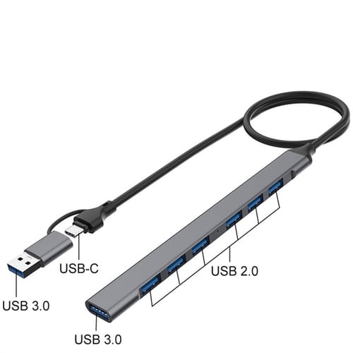 Multiport Adapter 4 In 1/7 In 1 Usb C Dongle With Cable Slim Data Adapter 5gbps High Speed Usb Hub For Laptop Printer 7-port Usb