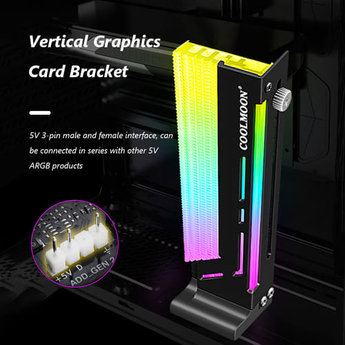 Coolmoon Gh2 Graphics Card Bracket Vertical Supporting Computer Accessory Graphics Card Brace Holder With Argb Lights Black