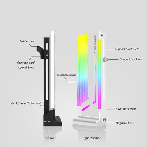 Coolmoon Gh2 Graphics Card Bracket Vertical Supporting Computer Accessory Graphics Card Brace Holder With Argb Lights Black