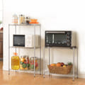 Us Metal Storage Shelf Standing Rack Organization For Kitchen Microwave Oven Rack Silver
