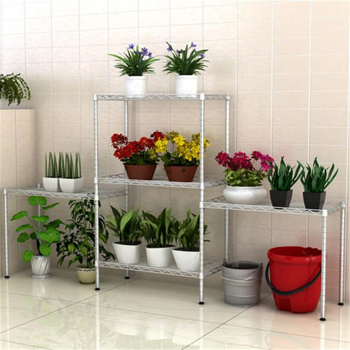Us Metal Storage Shelf Standing Rack Organization For Kitchen Microwave Oven Rack Silver