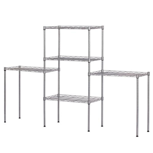 Us Metal Storage Shelf Standing Rack Organization For Kitchen Microwave Oven Rack Silver