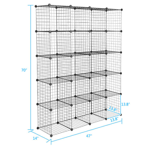 Us Diy 20-cube Storage Rack Organizer Wire Mesh Storage Shelves Bookshelf Black