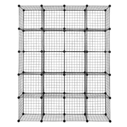 Us Diy 20-cube Storage Rack Organizer Wire Mesh Storage Shelves Bookshelf Black