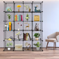 Us Diy 20-cube Storage Rack Organizer Wire Mesh Storage Shelves Bookshelf Black