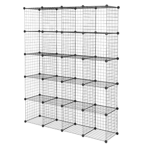 Us Diy 20-cube Storage Rack Organizer Wire Mesh Storage Shelves Bookshelf Black