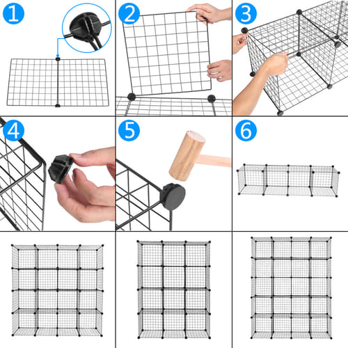 Us Diy 20-cube Storage Rack Organizer Wire Mesh Storage Shelves Bookshelf Black
