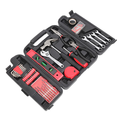 Us 136-piece Tool Set Carbon Steel General Home Repair Mechanic Hand Tools Kit Red