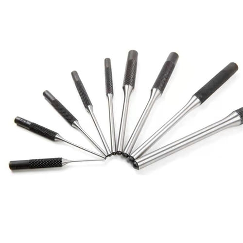 Professional Roll Pin Punch Tools Set With Hammer Woodworking Removing Repair Tools With Storage Pouch Pin Punch + 25mm Rubber Double-sided Hammer + Two Accessory Heads