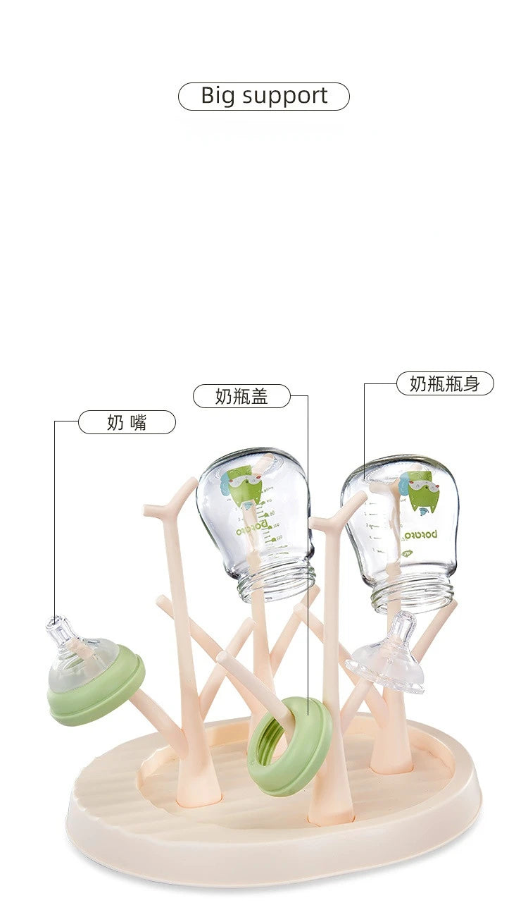 Color: Green - Baby Bottle Holder Cleaning Dryer Drainer Removable Baby Bottle Drying Rack Storage Rack Tree Shape Rack For Babies Bottles Item