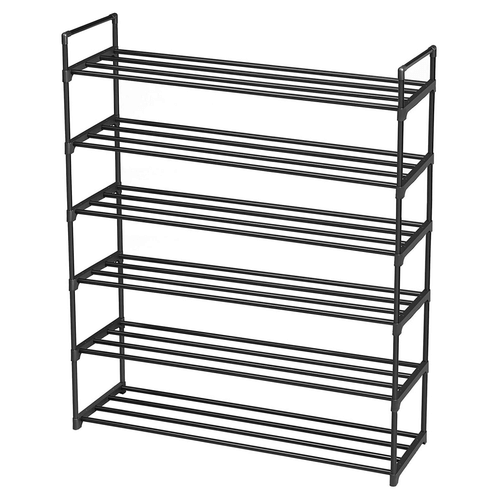 6 Tiers Shoe Rack Shoe Tower Shelf Storage Organizer For Bedroom, Entryway, Hallway, And Closet Black Color