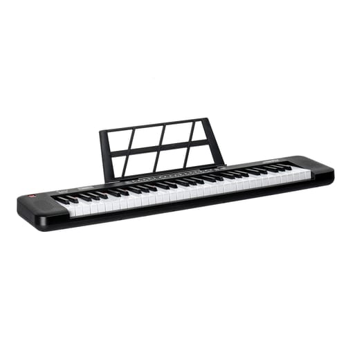 Glarry Gep-109 61 Key Lighting Keyboard With Piano Stand, Piano Bench, Built In Speakers, Headphone, Microphone, Music Rest, Led Screen, 3 Teaching Modes For Beginners