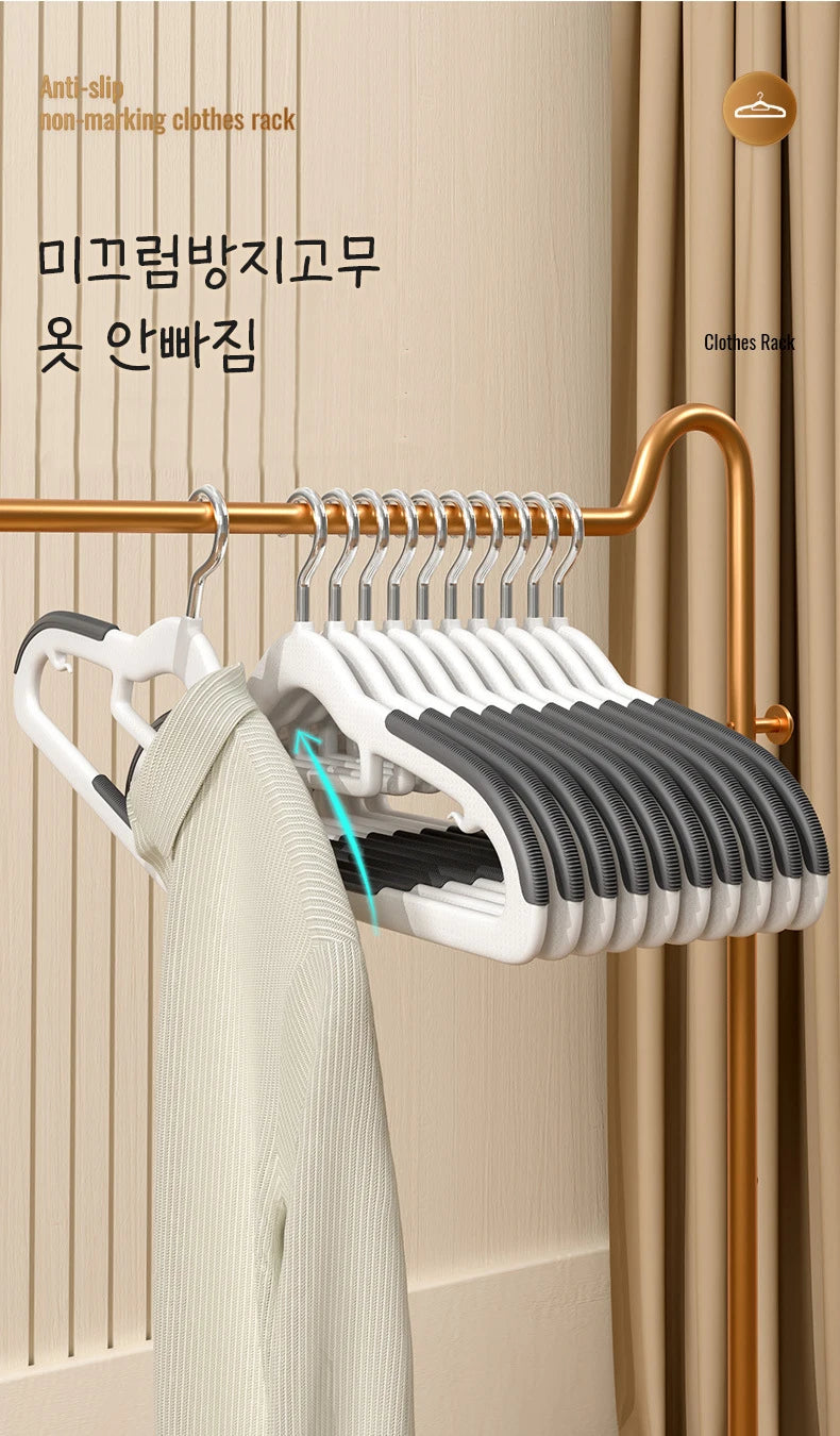 Color: Blue - 10pcs Clothes Hanging Household Hangers Non-slip Dormitory Bedroom Special Storage Clothes Hanging No Trace