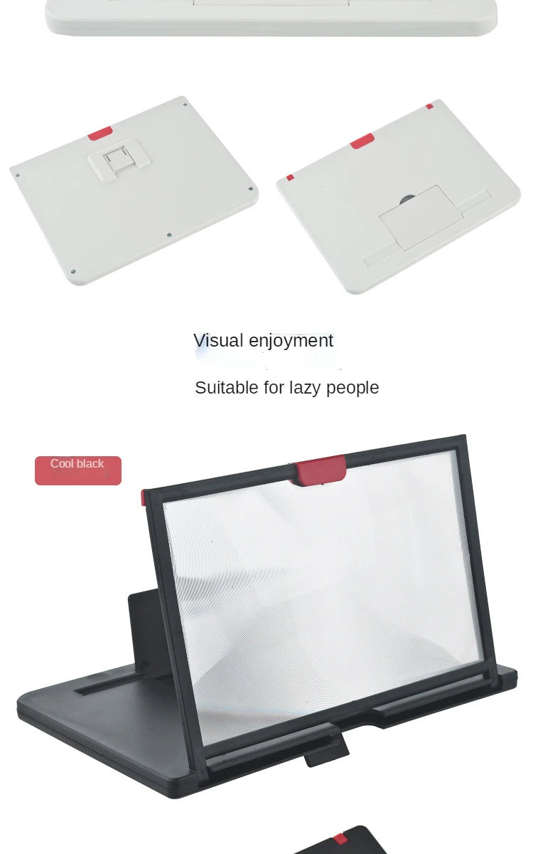 Color: Black, Magnification: 5x - 10 Inch Mobile Phone Screen Magnifier Pull-out Creative Stretch 3d Mobile Phone Magnifying Glass Stand Folding Phone Holder
