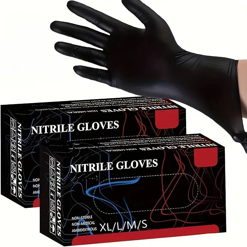 Color: Black, Size: S - 20/50/100pcs Disposable Black Nitrile Gloves For Household Use Latex Free Powder Free Cleaning Gloves Tattoo Hairdressing Tools