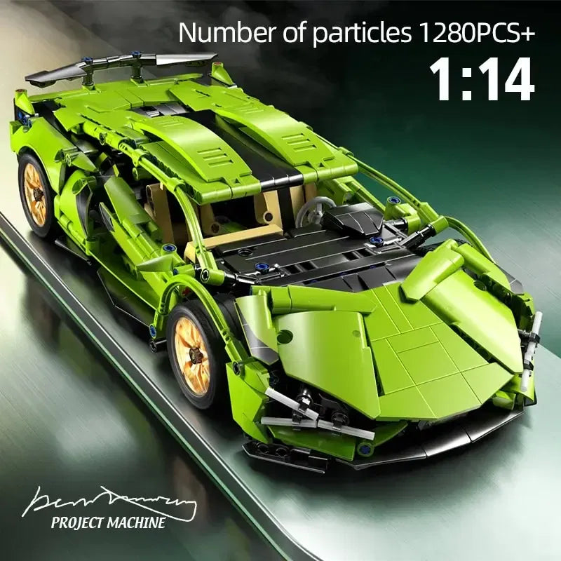 Color: White - Technical Racing Sport Car 1280pcs Model Building Blocks City Mechanical Speed Vehicle Supercar Brick Puzzle Toys Kid Adult Gift