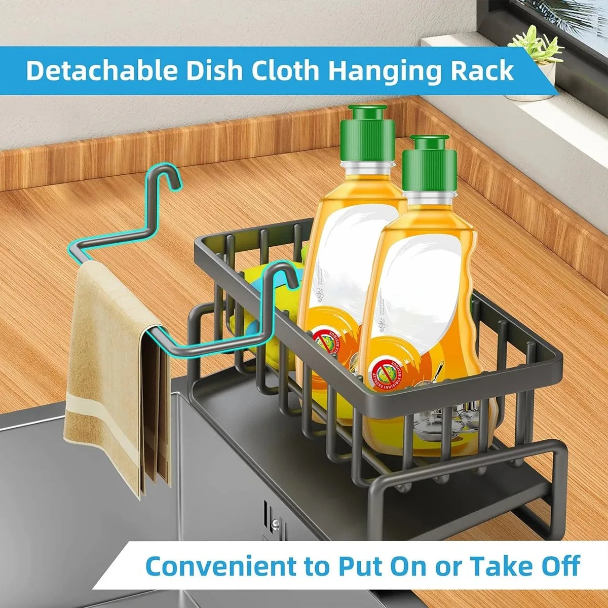 Color: Plum - Kitchen Sink Drain Rack Organizer Sponge Storage Faucet Holder Soap Drainer Dishcloth Towel Rack Kitchen Sink Organizer