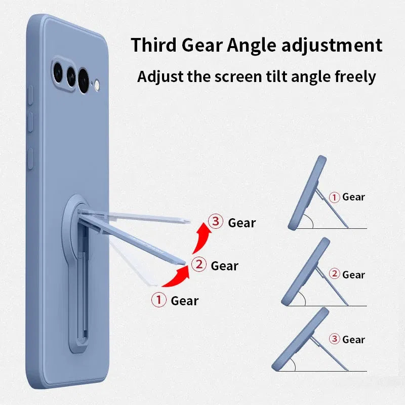 Color: Blue, Material: Aluminum - Phone Case For Google Pixel 7 8 6 5 9 Pro Xl Pixel 7a 6a 5a 8a 9a Soft Cover Silicone Case With Holder Stand Bracket Lanyard