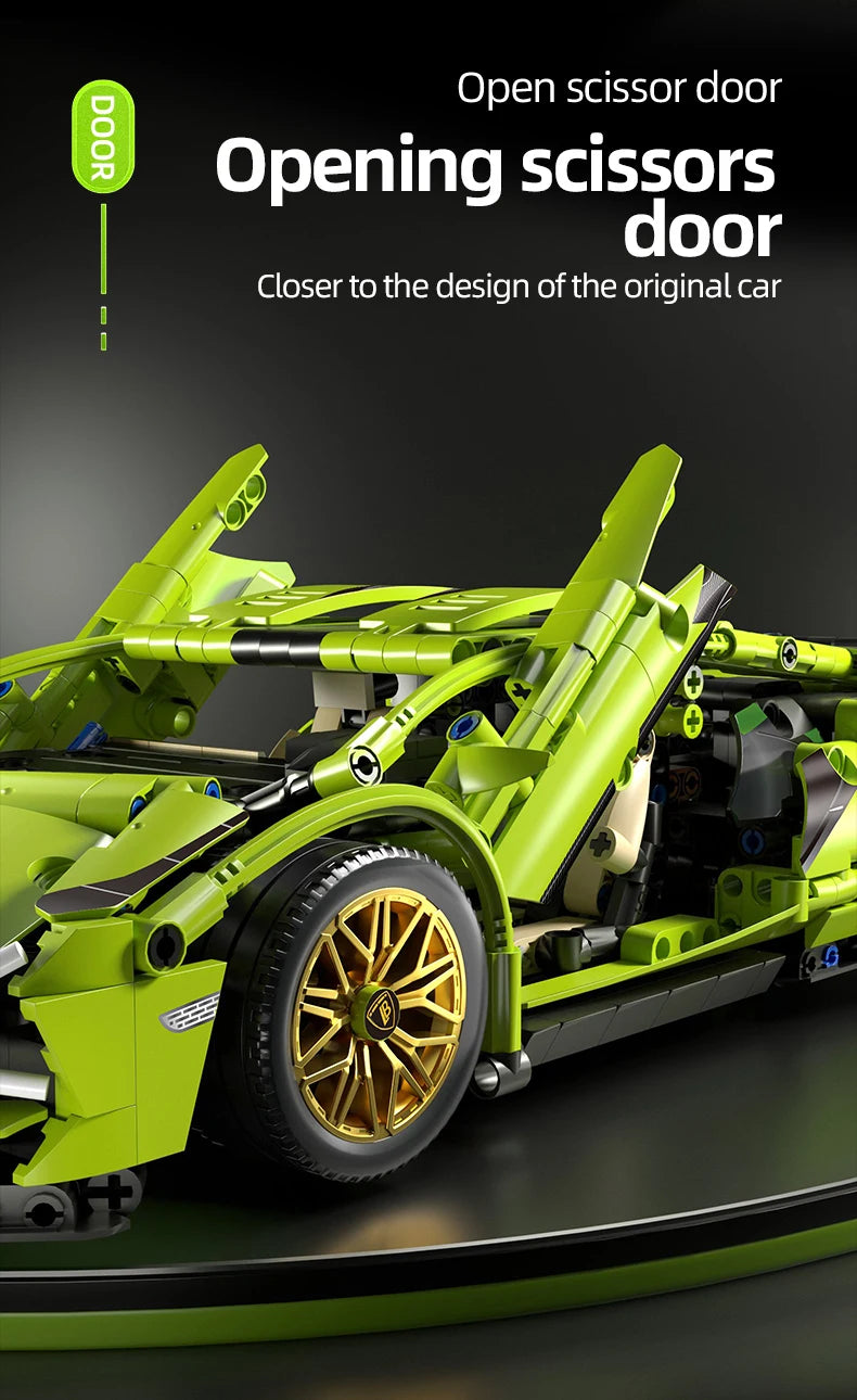 Color: White - Technical Racing Sport Car 1280pcs Model Building Blocks City Mechanical Speed Vehicle Supercar Brick Puzzle Toys Kid Adult Gift