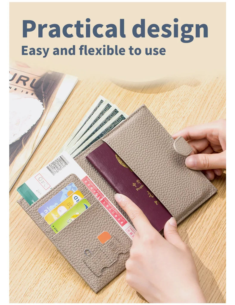 Color: Green - Genuine Cow Leather Passport Holder Travel Wallet With Zipper Pocket Card Holder Rfid Blocking Bifold Wallet For Men And Women