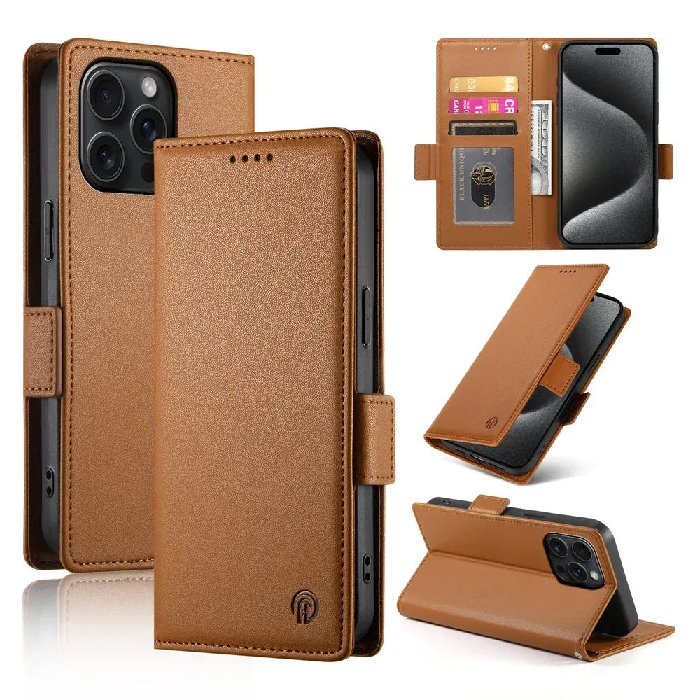 Color: Brown, Material: Canvas - Pu Leather Flip Phone Case For Iphone 16 15 Pro Max 16e 14 13 1211 Xs Max Xr X 8 7 Plus Se Kickstand Cards Solt Wallet Cover