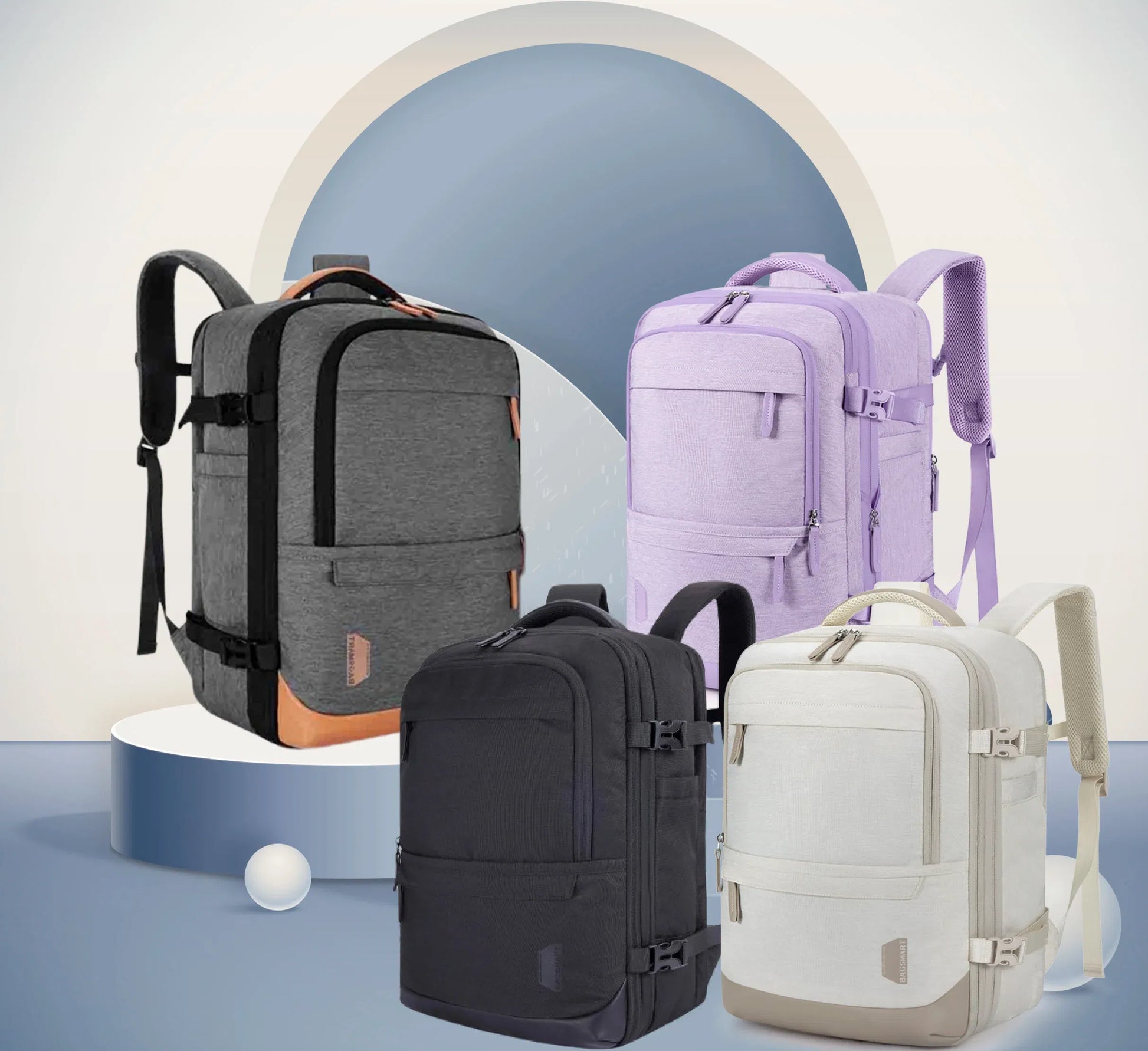Color: Gray, Size: 12 Inches, Ships From: China - Bagsmart 4pcs Travel Backpack Cabin Carry On Backpack With Packing Cubes 40l Expandable Waterproof Backpacks For Women