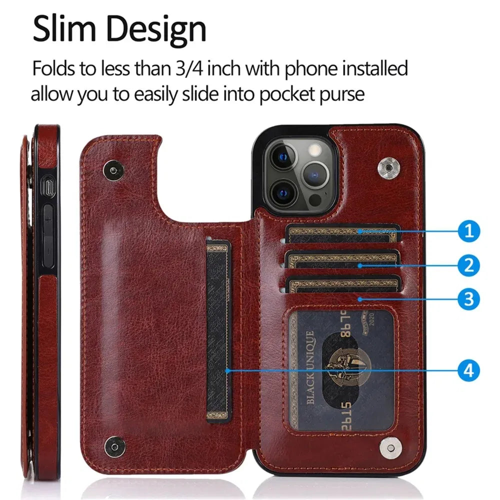 Material: Pe, Color: Pink - Leather Wallet Case For Iphone 15 14 13 12 11 Pro Max Mini Wallet Case Xr X Xs Max 8 7 6s 6 Plus Se 2022 2020 Card Holder Flip