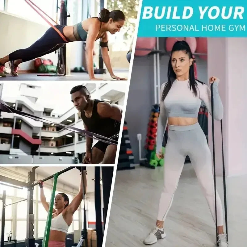 Color: White - 1/5pcs Tpe Elastic Band Resistance Strength Training Sports Fitness Latex Pull-up Ension Thick Circle Yoga Multi-functional Hip