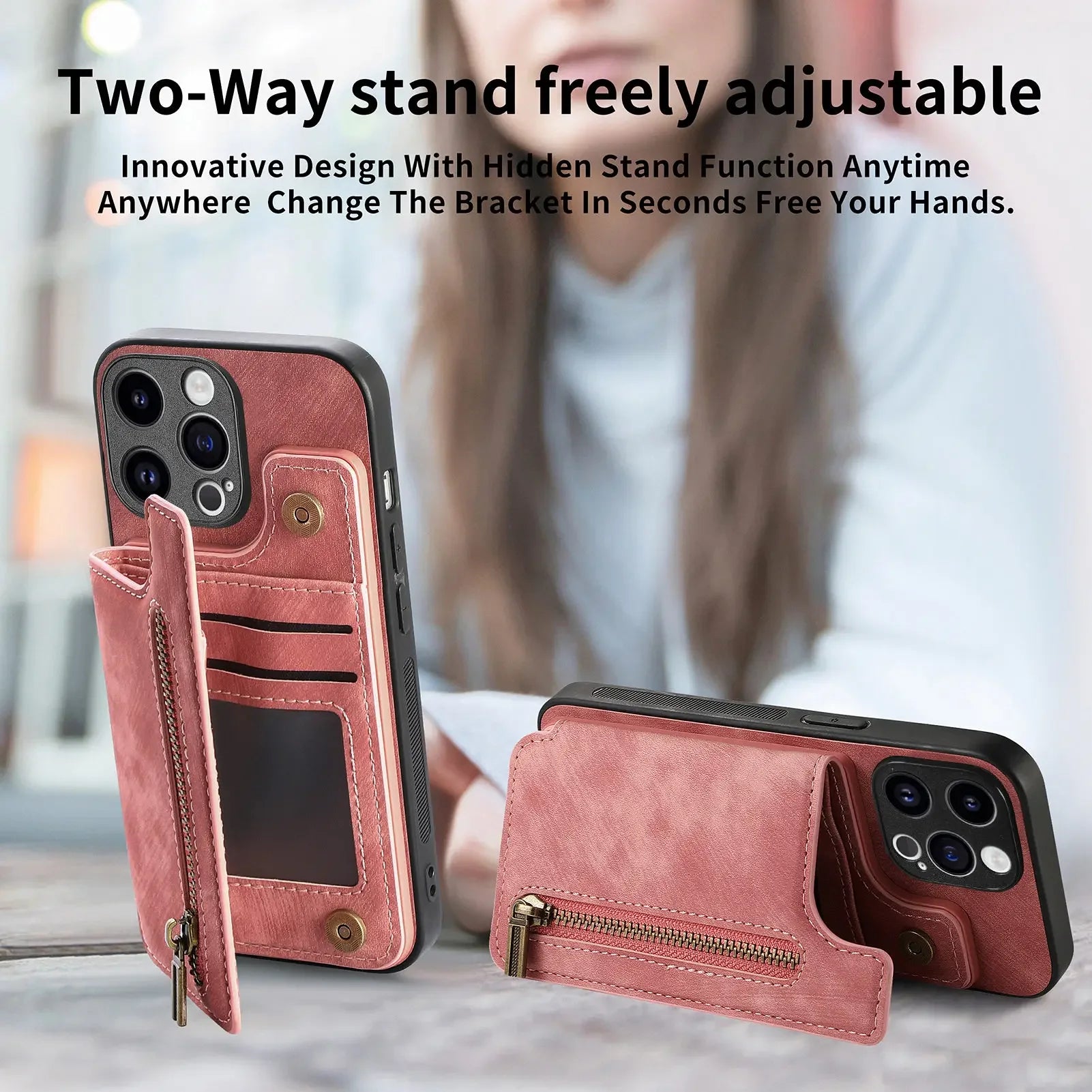 Color: Blue, Material: Pvc - Leather Zipper Wallet With Card Holder Phone Case For Iphone 15 14 11 Pro Max 13 12 Mini X Xr Xs Max 8 7 Plus Shockproof Cover