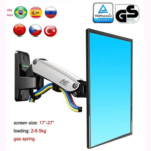Color: White, Ships From: Ukraine - Nb F120 17-27" Aluminum Gs Gas Spring 360 Rotate Full Motion Tv Wall Mount Bracket Lcd Monitor Wall Mount Stand Screen Holder