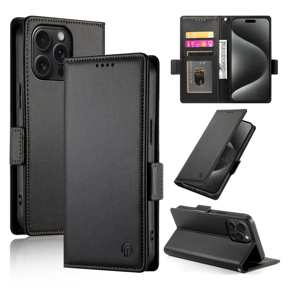 Color: Brown, Material: Canvas - Pu Leather Flip Phone Case For Iphone 16 15 Pro Max 16e 14 13 1211 Xs Max Xr X 8 7 Plus Se Kickstand Cards Solt Wallet Cover