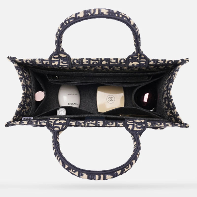 Color: Black, Size: M - Felt Cloth Insert Bag Fits Book Tote Makeup Handbag Organizer Travel Inner Purse Cosmetic Bag Mommy Bag Fit Onthego Tote