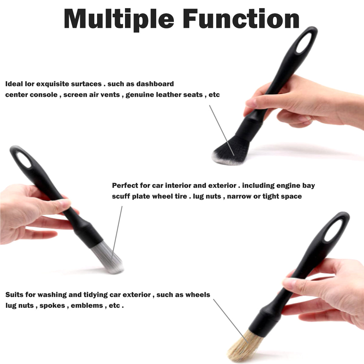 Color: White - Car Detailing Brush Set Car Cleaning Brushes Sponges Towels For Car Air Vents Rim Cleaning Dirt Dust Clean Tool Wash Accessories