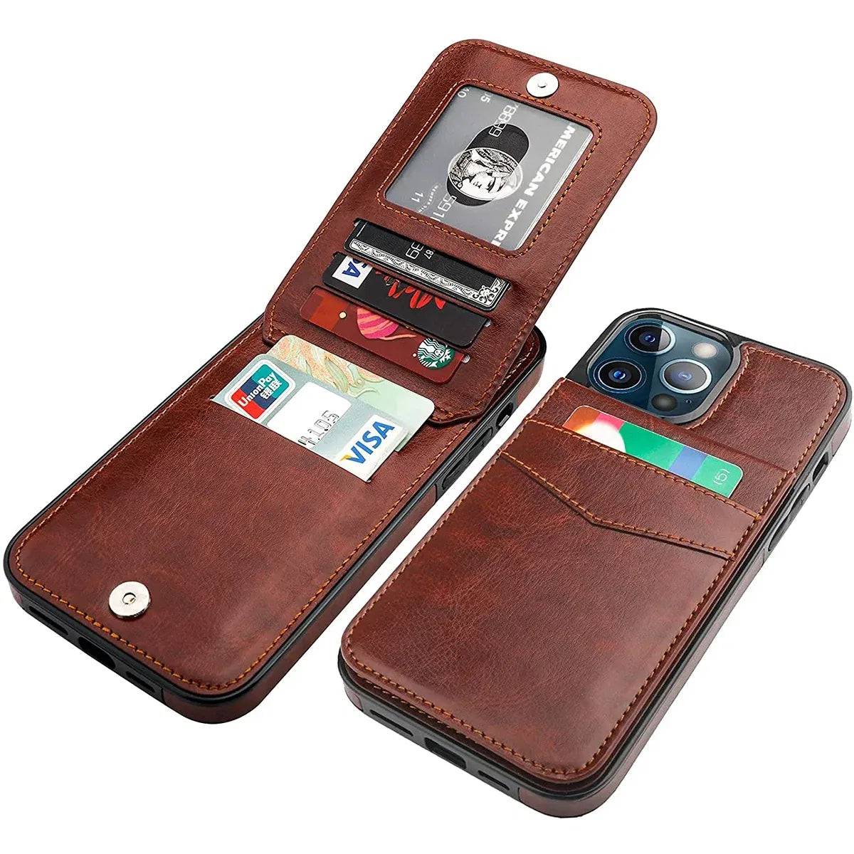 Color: Beige, Material: Silicon - Faux Leather Wallet Kickstand Phone Case For Iphone 13 12 Mini 16e 16 15 14 11 Pro Max X Xr Xs 7 8 Plus Case With Credit Card