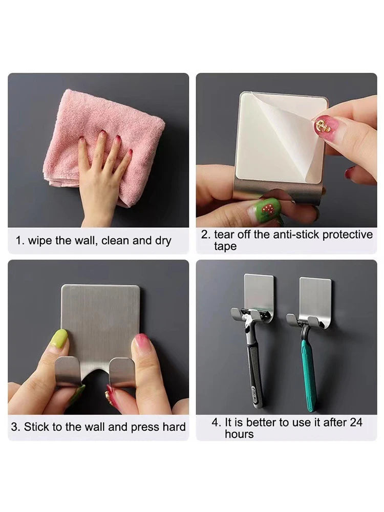 Color: Dark Gray - Punch-free Razor Holder, Storage Hook, Space Aluminum Multi-purpose Bathroom Accessories