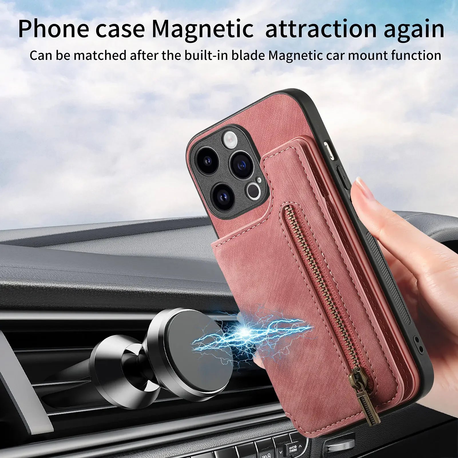 Color: Blue, Material: Pvc - Leather Zipper Wallet With Card Holder Phone Case For Iphone 15 14 11 Pro Max 13 12 Mini X Xr Xs Max 8 7 Plus Shockproof Cover