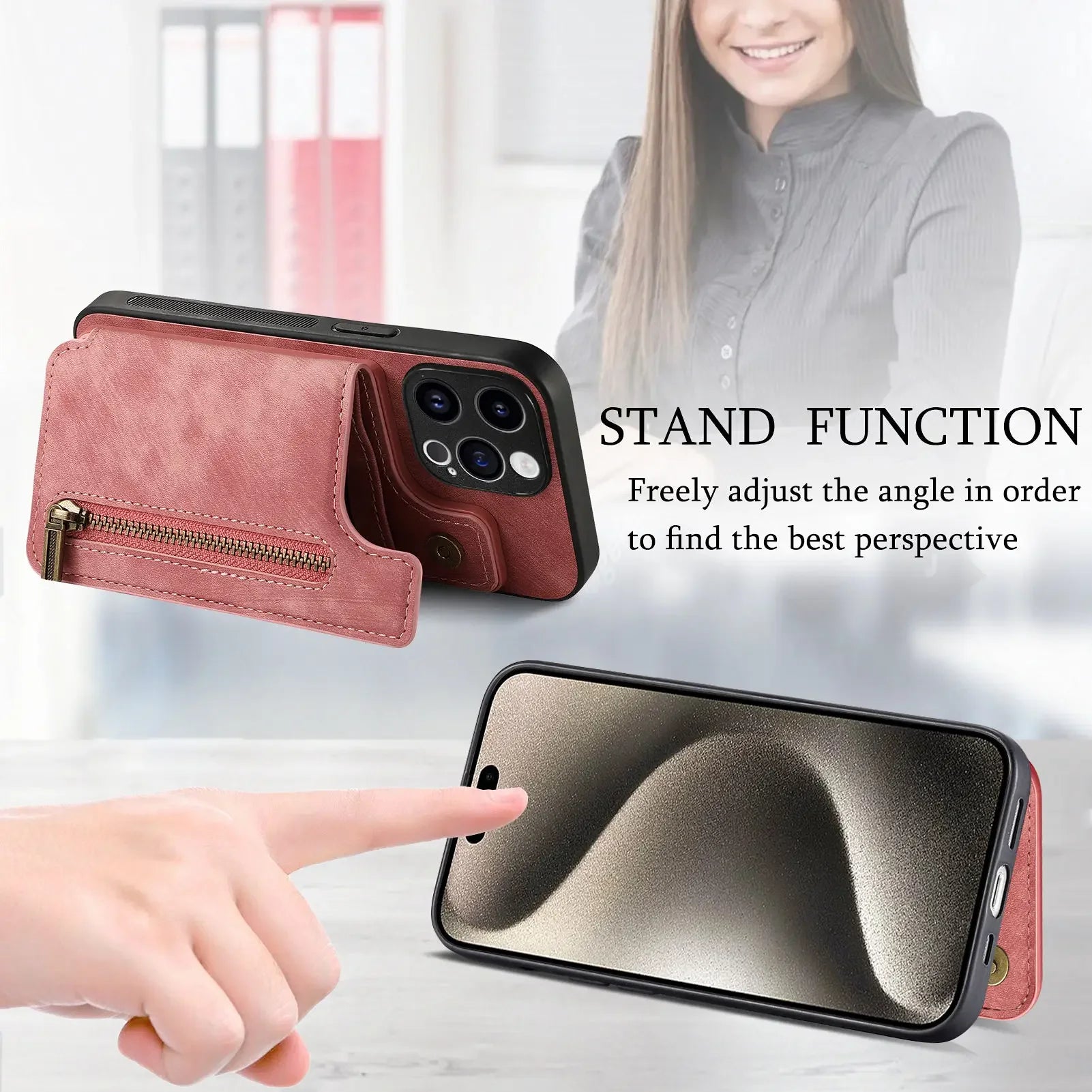Color: Blue, Material: Pvc - Leather Zipper Wallet With Card Holder Phone Case For Iphone 15 14 11 Pro Max 13 12 Mini X Xr Xs Max 8 7 Plus Shockproof Cover
