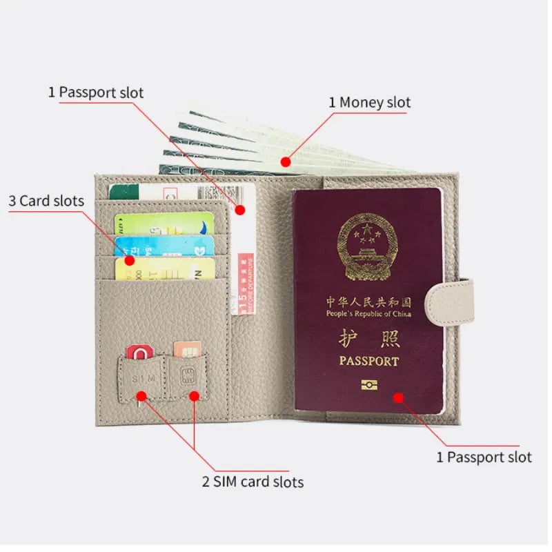 Color: Dark Blue - Genuine Leather Rfid Travel Passport Cover Case Wallet Bag Card Holder Cowhide Coin Purse Document Cover Flight Men Women