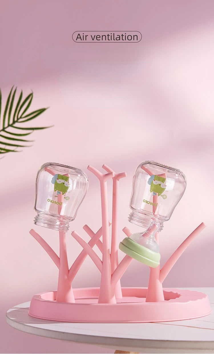 Color: Green - Baby Bottle Holder Cleaning Dryer Drainer Removable Baby Bottle Drying Rack Storage Rack Tree Shape Rack For Babies Bottles Item