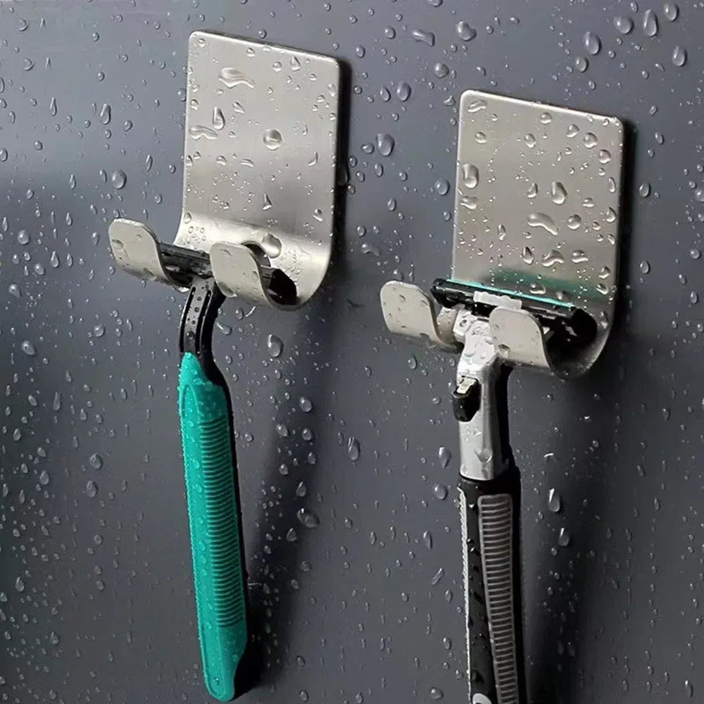 Color: Dark Gray - Punch-free Razor Holder, Storage Hook, Space Aluminum Multi-purpose Bathroom Accessories