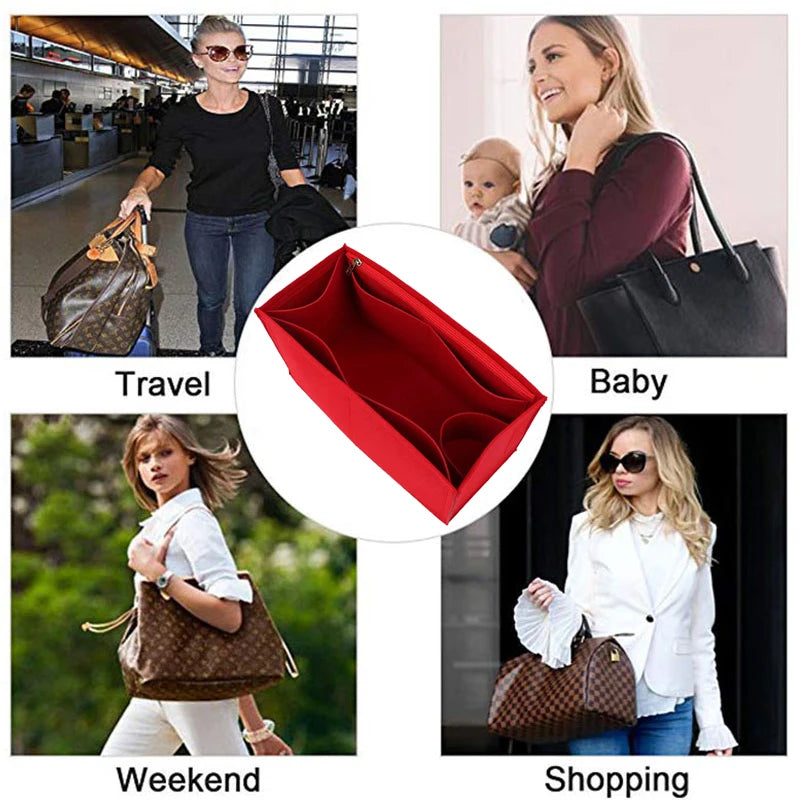 Color: Black, Size: M - Felt Cloth Insert Bag Fits Book Tote Makeup Handbag Organizer Travel Inner Purse Cosmetic Bag Mommy Bag Fit Onthego Tote