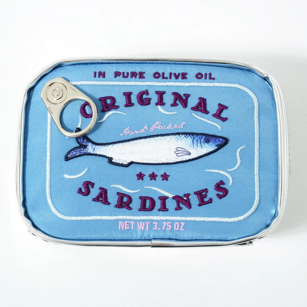 Color: Gray - Canned Sardines Style Bath Travel Bag Cute Toiletry Bag Creative Fashion Women Cosmetic Bag Multi-function For Weekend Vacation