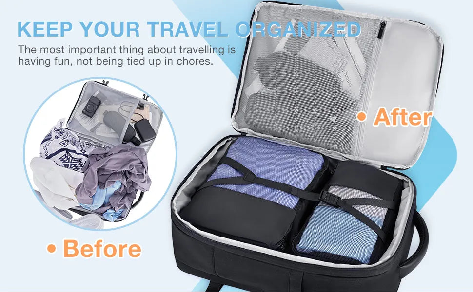 Color: Gray, Size: 12 Inches, Ships From: China - Bagsmart 4pcs Travel Backpack Cabin Carry On Backpack With Packing Cubes 40l Expandable Waterproof Backpacks For Women