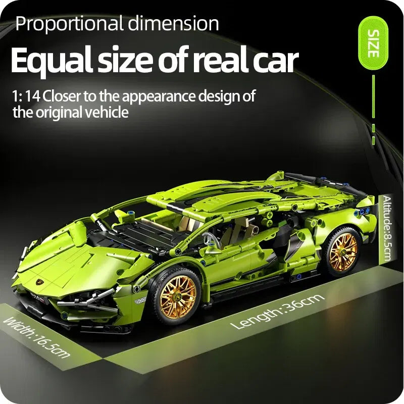 Color: White - Technical Racing Sport Car 1280pcs Model Building Blocks City Mechanical Speed Vehicle Supercar Brick Puzzle Toys Kid Adult Gift