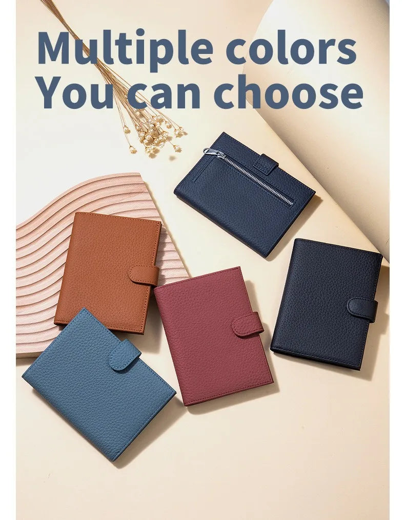 Color: Dark Blue - Genuine Leather Rfid Travel Passport Cover Case Wallet Bag Card Holder Cowhide Coin Purse Document Cover Flight Men Women