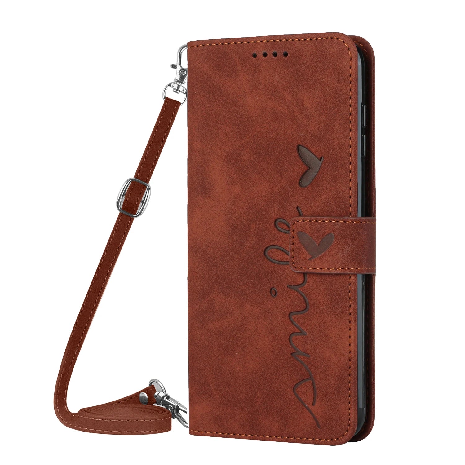 Color: Purple Pink, Ships From: China, Material: Abs - Love Heart Strap Leather Crossbody Phone Wallet Case Book Stand For Google Pixel 8 7 Pro 8a 7a 6a Girls Cute Shoulder Cover