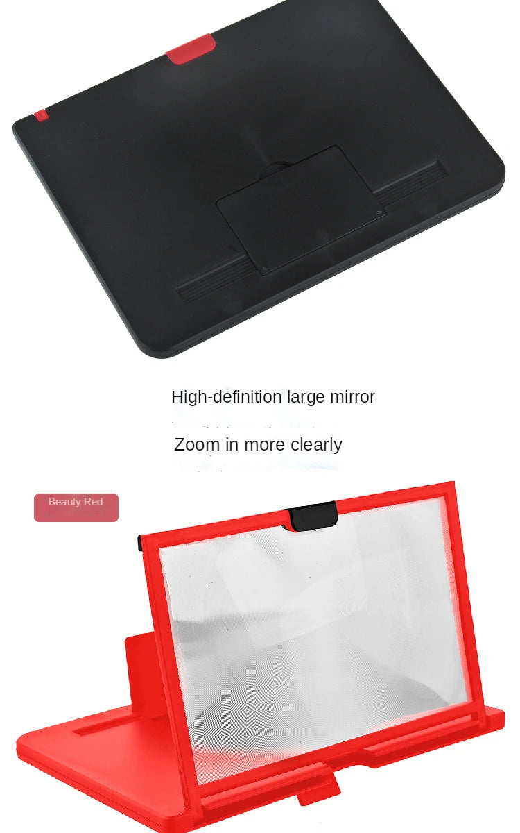 Color: Black, Magnification: 5x - 10 Inch Mobile Phone Screen Magnifier Pull-out Creative Stretch 3d Mobile Phone Magnifying Glass Stand Folding Phone Holder