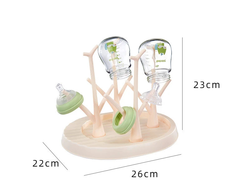 Color: Green - Baby Bottle Holder Cleaning Dryer Drainer Removable Baby Bottle Drying Rack Storage Rack Tree Shape Rack For Babies Bottles Item